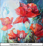 Poppy Passion-3, Oil on Canvas